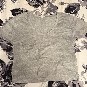 Light Gray Camo V-Neck Crop Tee Women